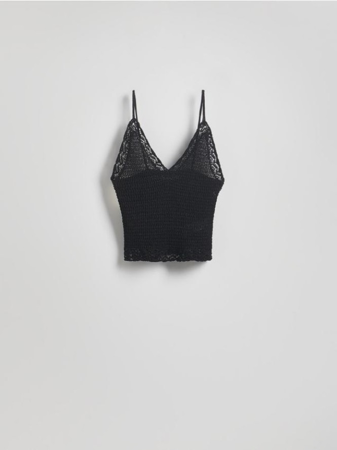 Dzianinowy top - czarny