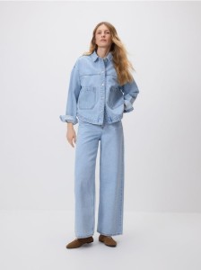 Jeansy wide leg comfort - niebieski