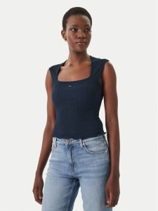 Tommy Jeans Top Smock Seersucker DW0DW22220 Granatowy Slim Fit