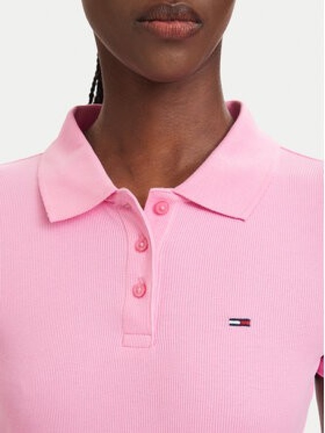Tommy Jeans Polo DW0DW22327 Różowy jasny Slim Fit