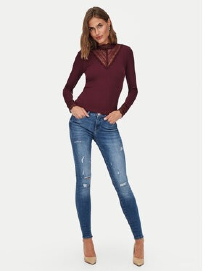 ONLY Bluzka Tilde 15207788 Bordowy Stretch Fit