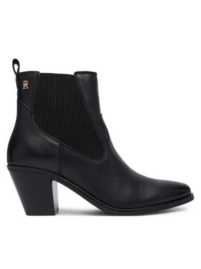 Tommy Hilfiger Botki Leather Western Chelsea Boot FW0FW09582 Czarny