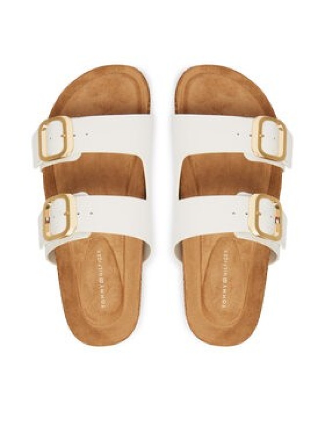 Tommy Hilfiger Klapki Double Strap Cork Sandals FW0FW09118 Biały