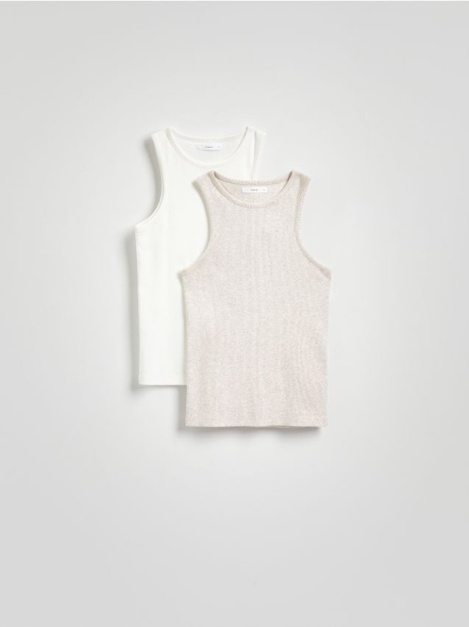 Prążkowany top 2 pack - beżowy