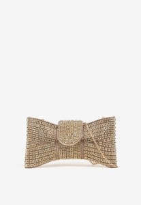 Złota Torebka Kopertówka Kokarda Vices Ozdobiona Cyrkoniami Deranne