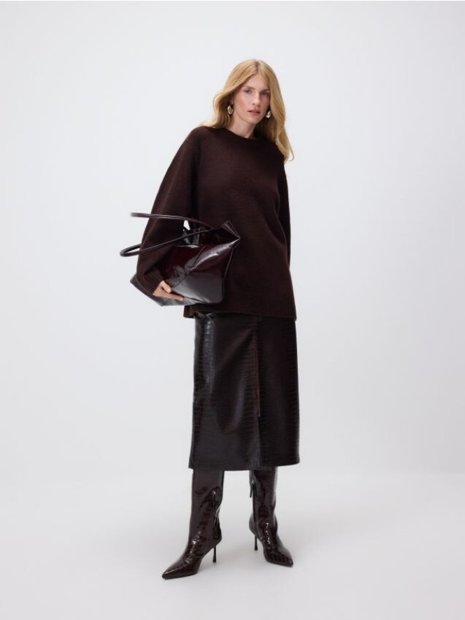 Gładki sweter - brązowy