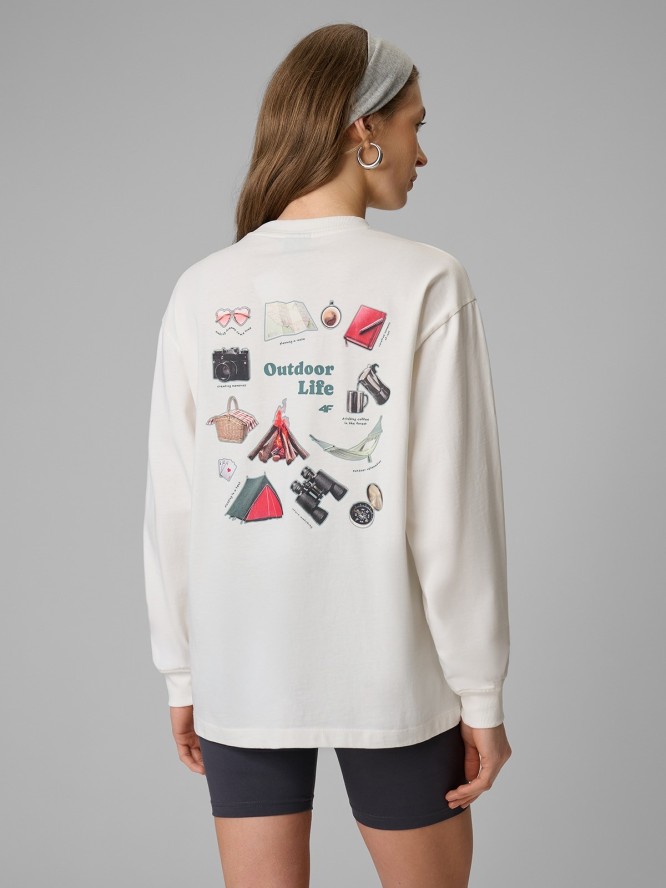 4F Longsleeve regular z nadrukiem damski - biały M