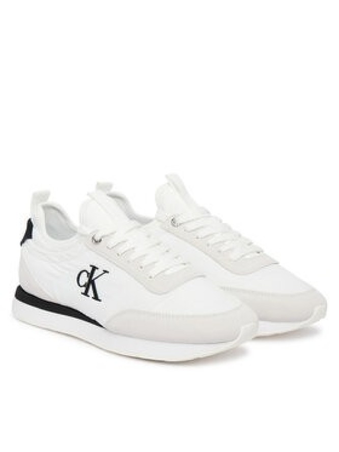 Calvin Klein Sneakersy Retro Runner Lace Up Sock YW0YW02060 Biały