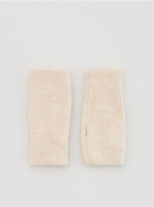 Mitenki z domieszką wełny - złamana biel