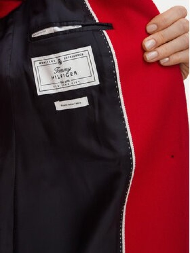 Tommy Hilfiger Płaszcz wełniany Classic WW0WW51106 Czerwony Regular Fit