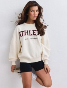 Damska bluza dzianinowa Athletic Knit kremowa