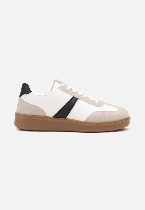 Biało-Czarne Sneakersy Tenisówki z Geometrycznym Wzorem Hanivra