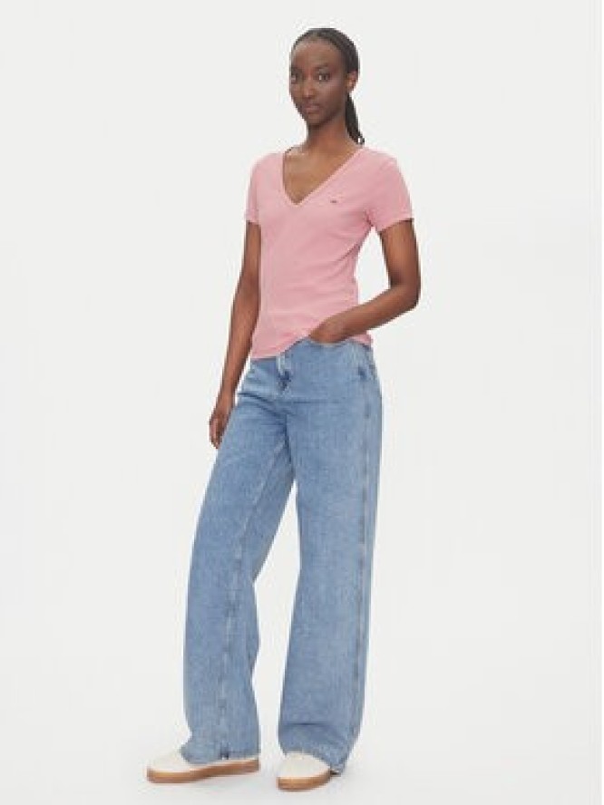 Tommy Jeans T-Shirt Essential DW0DW17385 Różowy Slim Fit