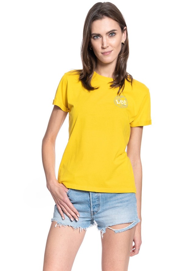 T-SHIRT DAMSKI LEE SS GLOBAL TEE LEMON ZEST L44BEPMM 112109799