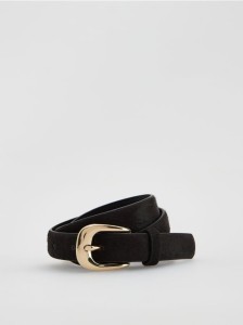 Skórzany pasek z włosiem - ciemnobrązowy