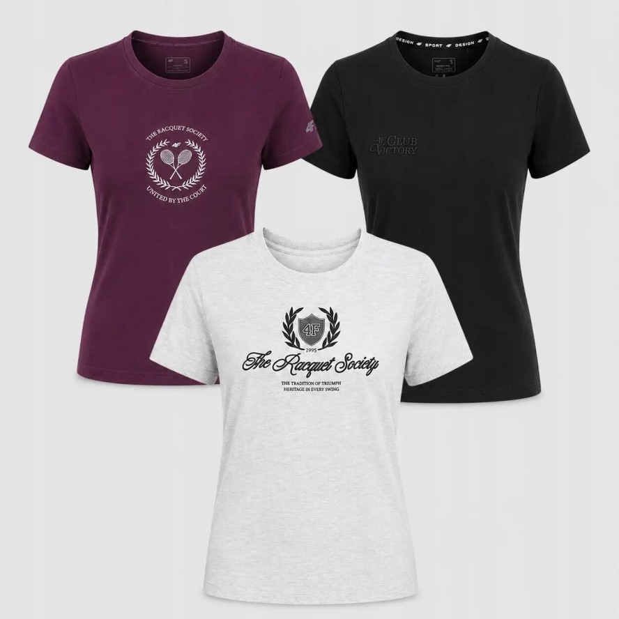 KOMPLET KOSZULEK DAMSKICH 4F 3PAK ZESTAW T-SHIRT SPORTOWY SS26