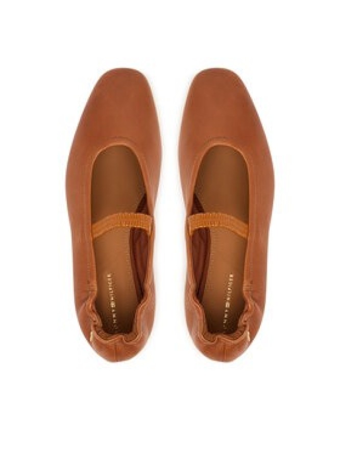 Tommy Hilfiger Baleriny Soft Leather Ellastic Ballerina FW0FW09245 Brązowy