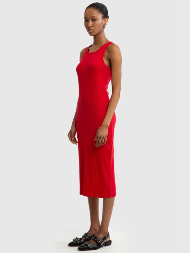 Sukienka damska midi czerwona Maxinassara 603