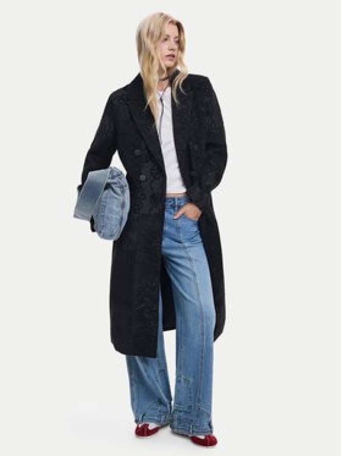 Desigual Płaszcz przejściowy Patch 25WWEW16 Czarny Regular Fit