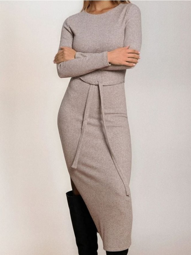 Sukienka maxi dresowa - beżowy