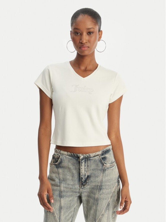Juicy Couture T-Shirt Capped JCWCT126318 Écru Slim Fit