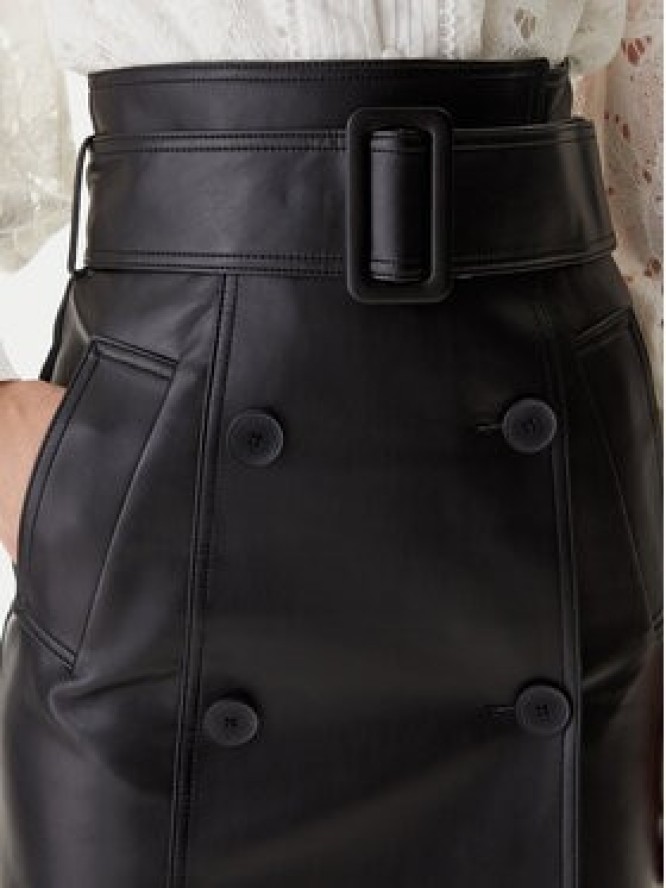 Morgan Spódnica z imitacji skóry 242-JADY Czarny Regular Fit