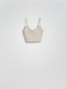 Krótki top na ramiączkach - jasnoszary