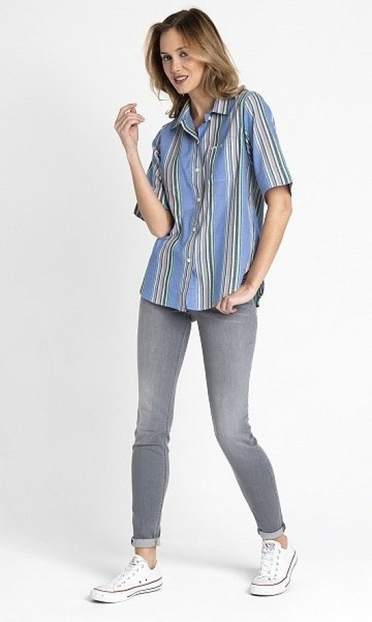 LEE SS SHIRT DAMSKA KOSZULA W PASKI DIPPED BLUE L45DCHLA 112110225