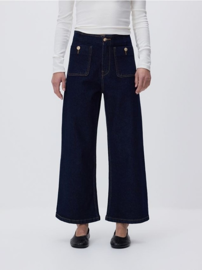 Spodnie culotte - granatowy