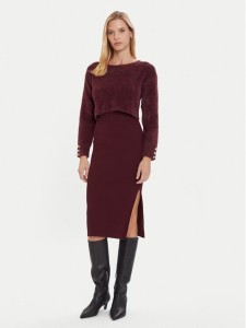 Morgan Sukienka dzianinowa 242-RMONA Bordowy Slim Fit