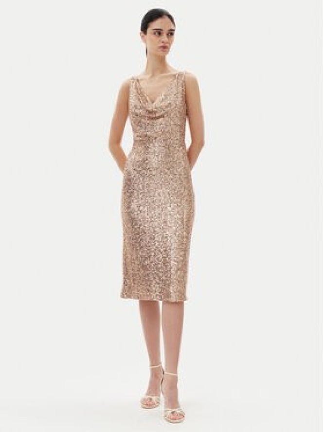 Rinascimento Sukienka koktajlowa CFC0123778003 Złoty Regular Fit