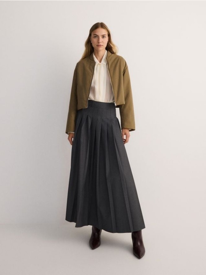 Krótka kurtka light padded - oliwkowy