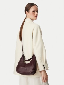 Calvin Klein Torebka Bold Ck Small Crescent Bag LV04F3561G Bordowy