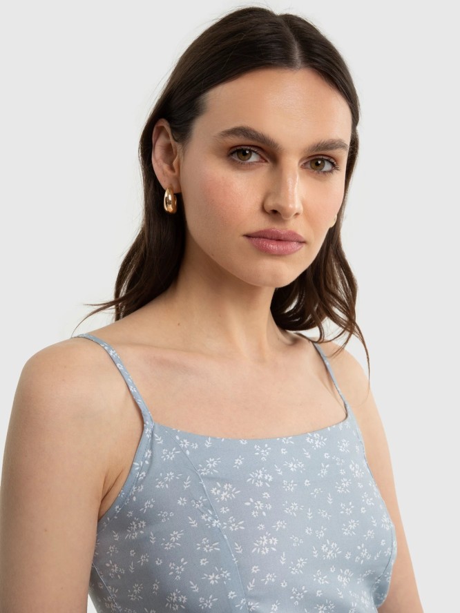 Top damski z wiskozy z motywem kwiatowym błękitny Firona 400
