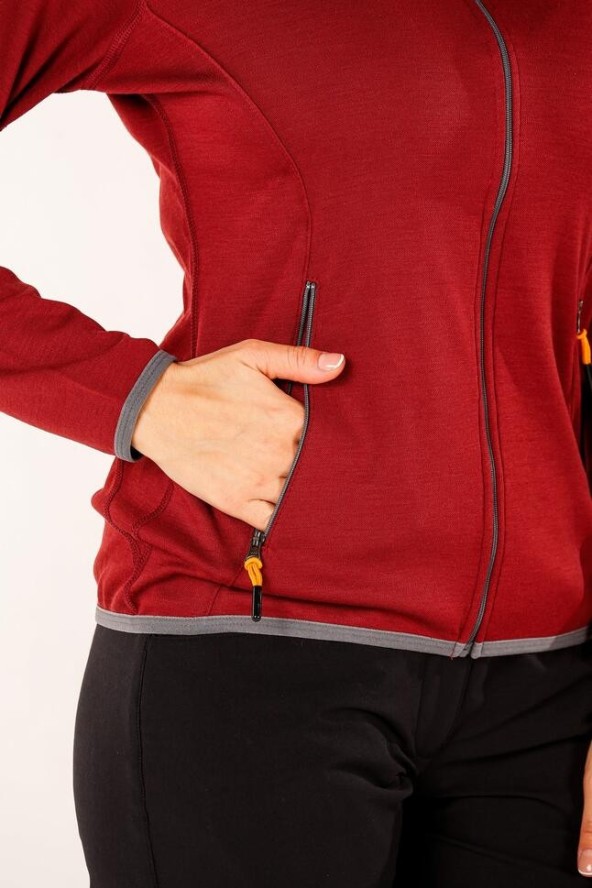 Damska bluza rozpinana z kapturem 100% Merino - Marin/Woolona