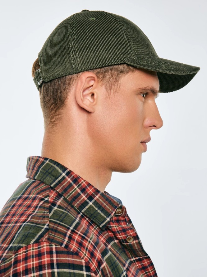 Czapka z daszkiem sztruksowa khaki Cordi 301