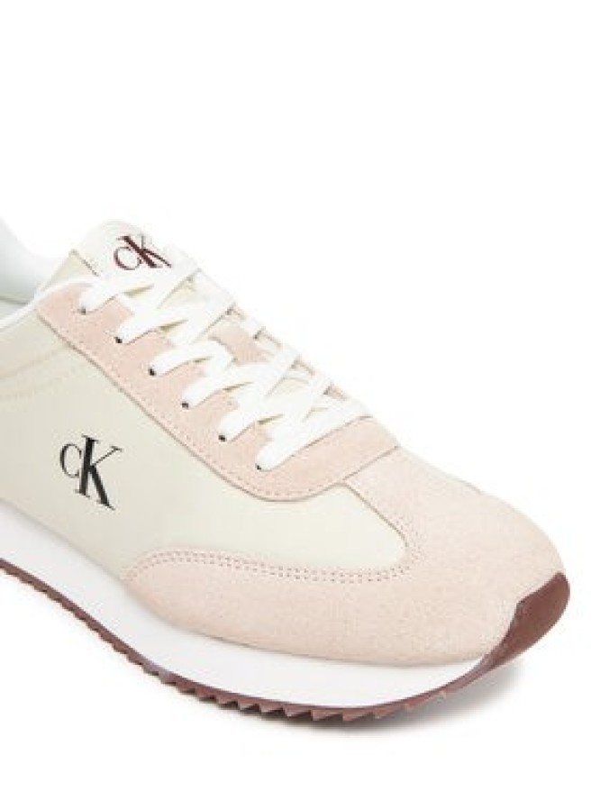 Calvin Klein Jeans Sneakersy Runner Laceup Mg Nylon Mix YW0YW01828 Écru