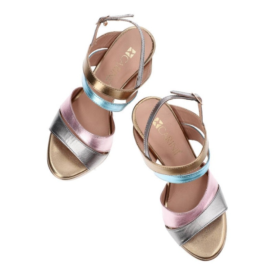 Złote Sandały Carinii Eleganckie Skórzane Buty