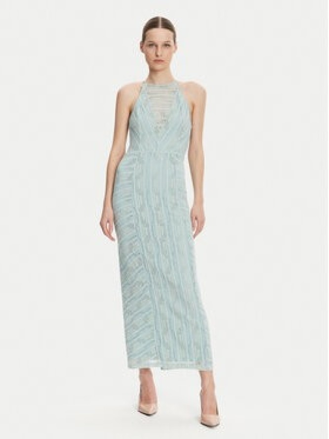 Guess Sukienka koktajlowa W5GK66 KCT80 Błękitny Slim Fit