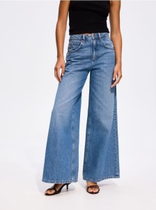 Jeansy wide leg - niebieski