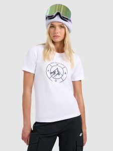 4F T-shirt regular z nadrukiem damski - biały XXL