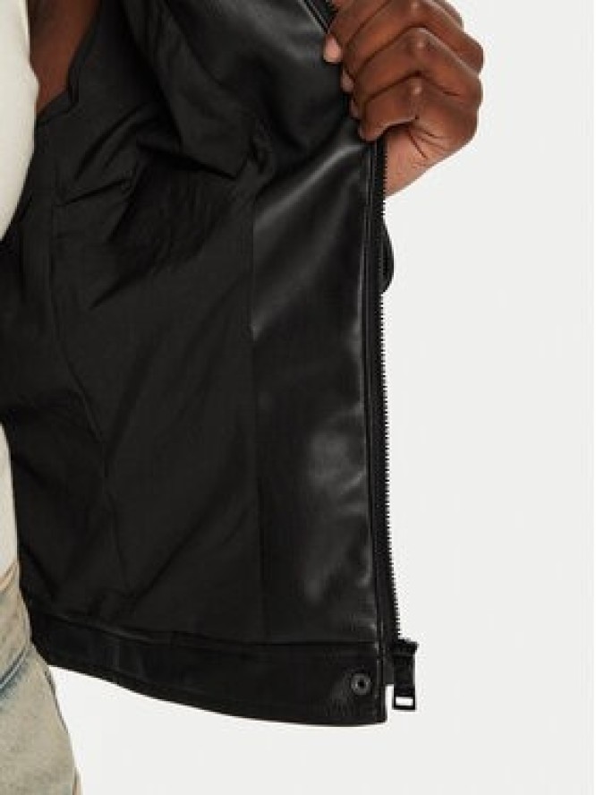 Guess Kurtka skórzana W4YL04 WE480 Czarny Regular Fit