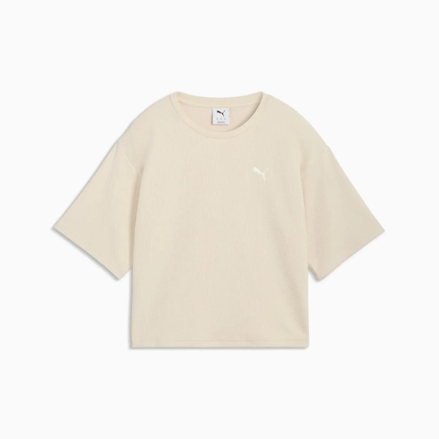 Koszulka damska Puma ESS ELEVATED RELAXED beżowa 69181387 r L