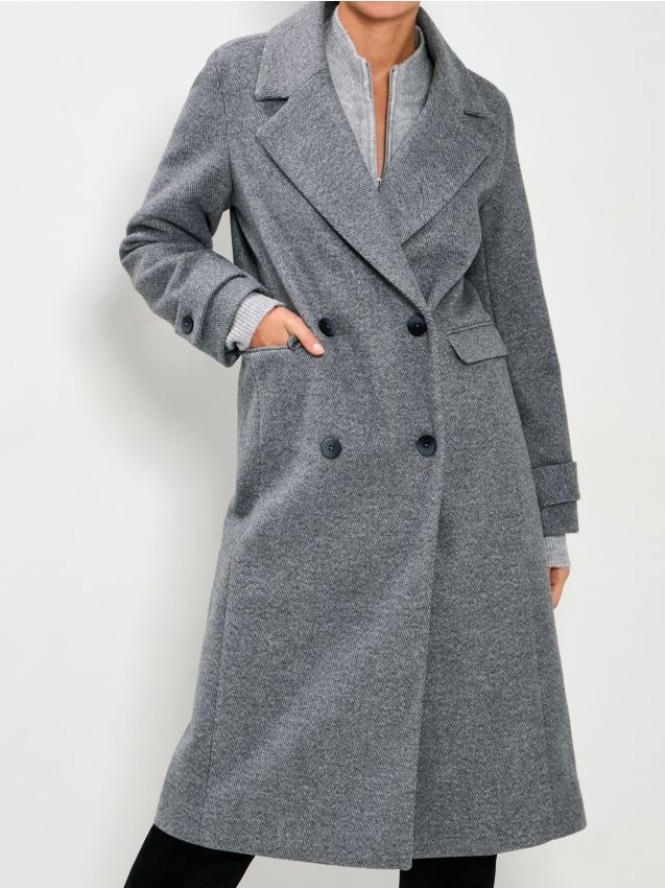 Klasyczny płaszcz dwurzędowy - szary