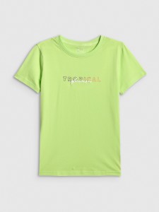 4F T-shirt slim z nadrukiem damski - żółty M