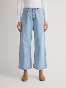 Jeansy culotte z wysokim stanem - niebieski