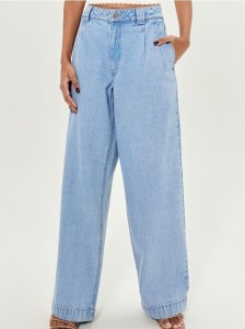 Jeansy wide leg high waist - niebieski