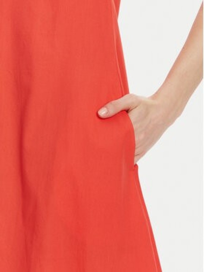 Selmark Sukienka letnia BL495 Koralowy Regular Fit