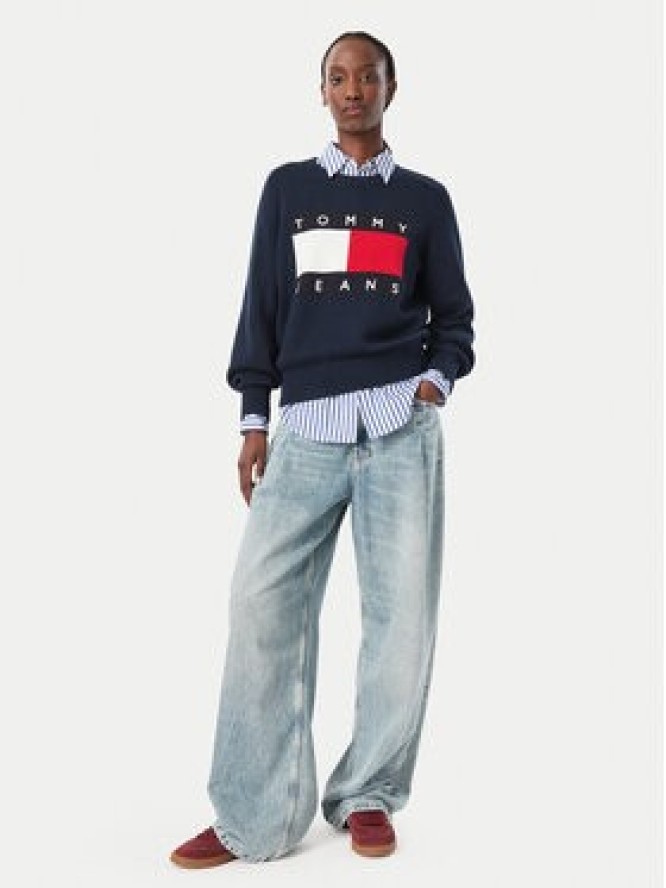Tommy Jeans Sweter Flag DW0DW23450 Granatowy Regular Fit