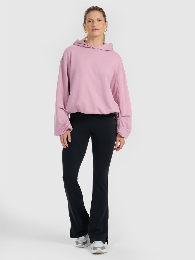 4F Bluza dresowa nierozpinana z kapturem damska - różowa S